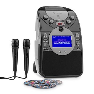 auna ScreenStar Impianto Karaoke con Display e Fotocamera integrata (lettore CD, USB SD MP3, 2 x Microfoni Nero, telecamera regolabile) nero
