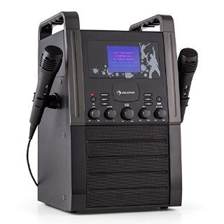 Auna KA8P-V2 BK Karaoke Lettore CD 2 x Microfoni Nero