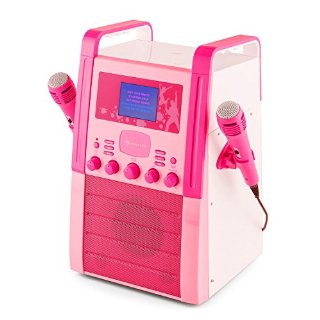 Auna KA8P-V2 PK Karaoke Lettore CD 2 x Microfoni Rosa