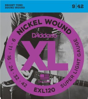 D'Addario EXL120 Set di Corde Rivestite in Nickel per Chitarra Elettrica, Super Light, 9-42