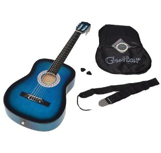 ts-ideen 5265 - Chitarra classica con custodia, corde, plettri e tracolla, colore: Blu/Nero