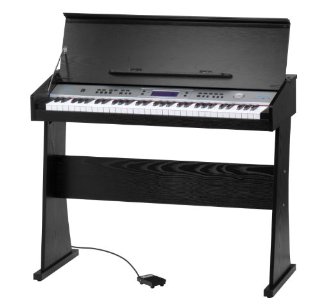 FunKey DP-61 II - Pianoforte digitale a 61 tasti, 128 suoni/128 ritmi/12 canzoni demo preimpostate, funzione di accompagnamento e registrazione, con supporto