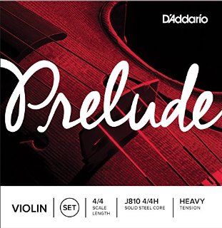 D'Addario J810-4/4H Prelude - Muta di corde per violino 4/4, in acciaio al carbonio/nichel, tensione: Heavy