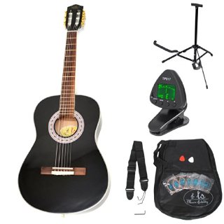 TS Ideen 5324 Chitarra Classica da Concerto per Bambini, Completa di Accessori, Grandezza 3/4, Nero