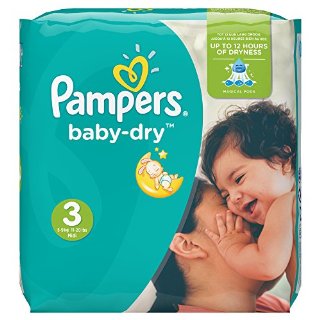 Pampers, Pannolini Baby Dry, misura 3 (4 - 9 kg), confezione mensile, 198 pz.