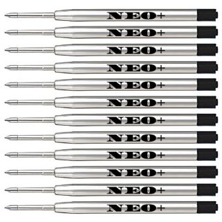 Confezione 12 ricariche per penna a sfera, punta media, colore nero compatibile anche con penne Parker