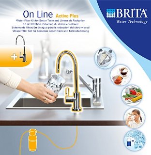 Brita 1004307 Sistema On Line Active Plus Filtro per Acqua, Rubinetto Integrato, Sottolavello