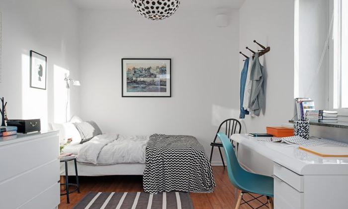 Interno camera da letto in moderno minimalismo