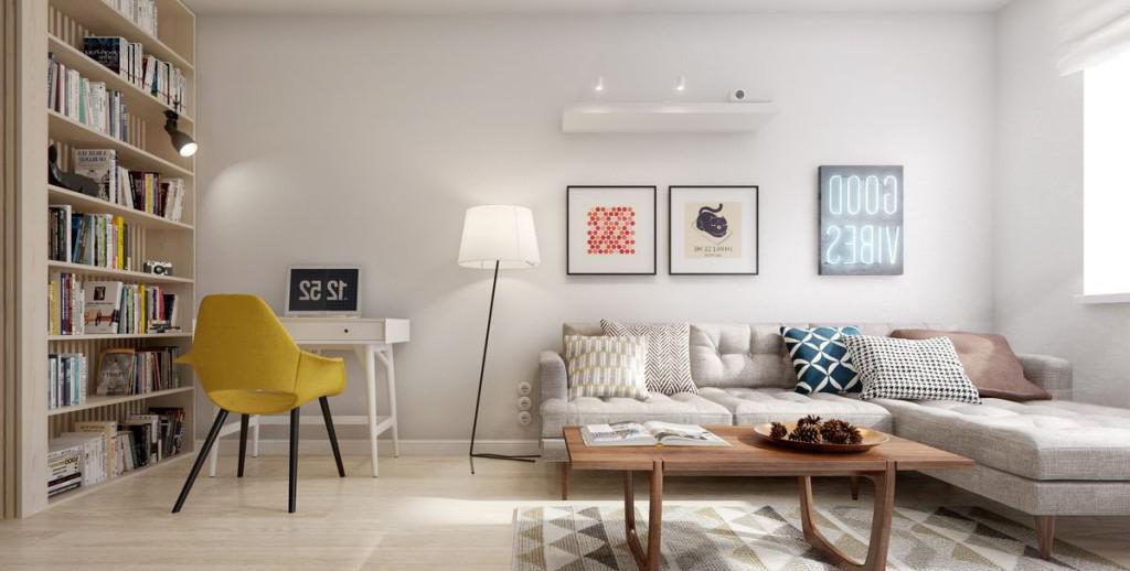 Elegante soggiorno moderno con divano ad angolo