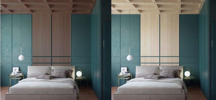 Camera da letto in stile contemporaneo in tre colori