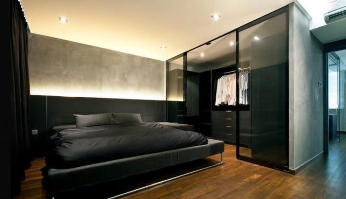 Camera da letto moderna in stile loft