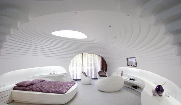 Design futuristico della camera da letto