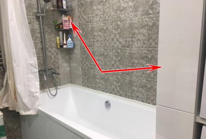 Armadio bianco lucido in un piccolo bagno