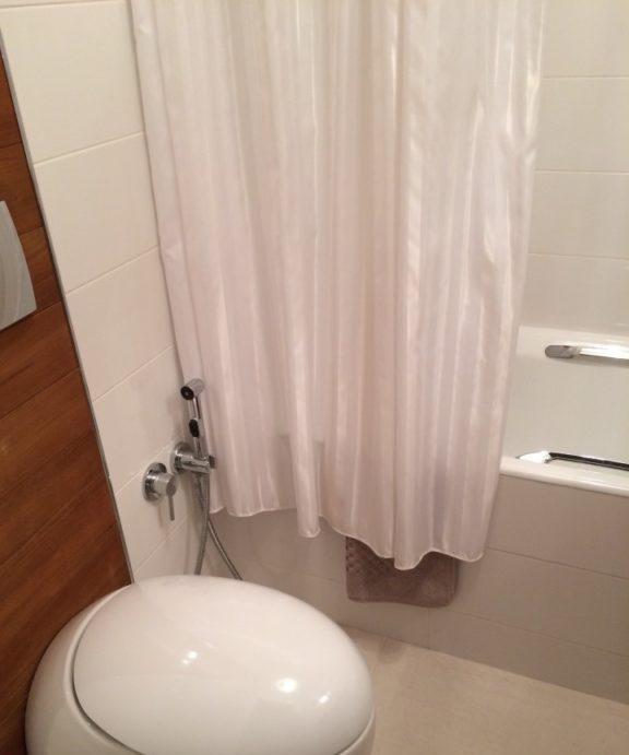 WC moderno sospeso in una vasca bianca