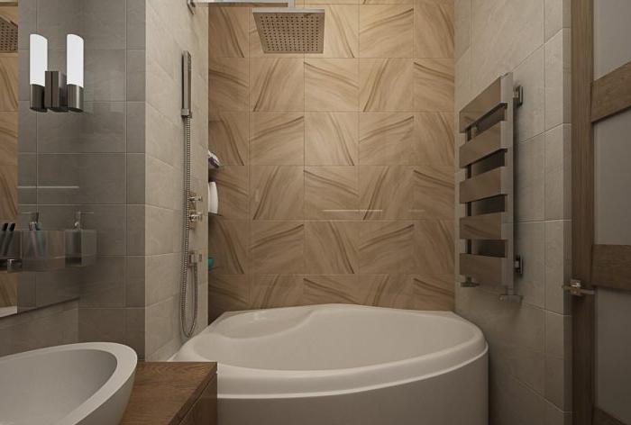 Piastrelle quadrate in legno nel bagno