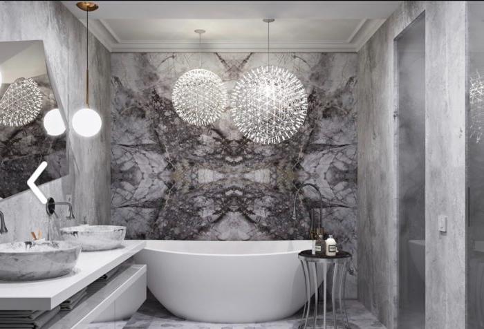 Lussuoso bagno grigio in stile art deco