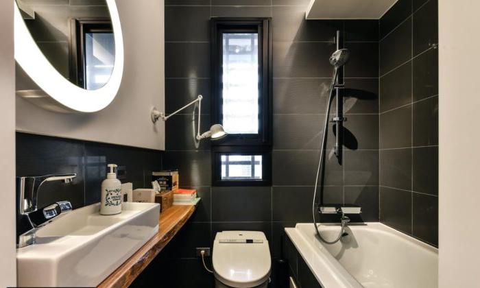 Piastrella nera in bagno in stile loft