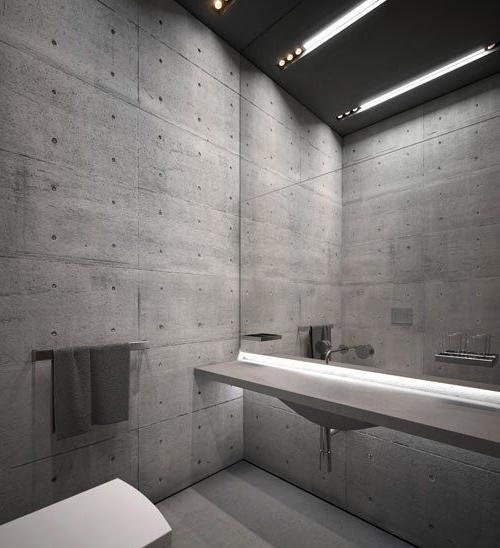 Muri di cemento nel bagno in stile loft