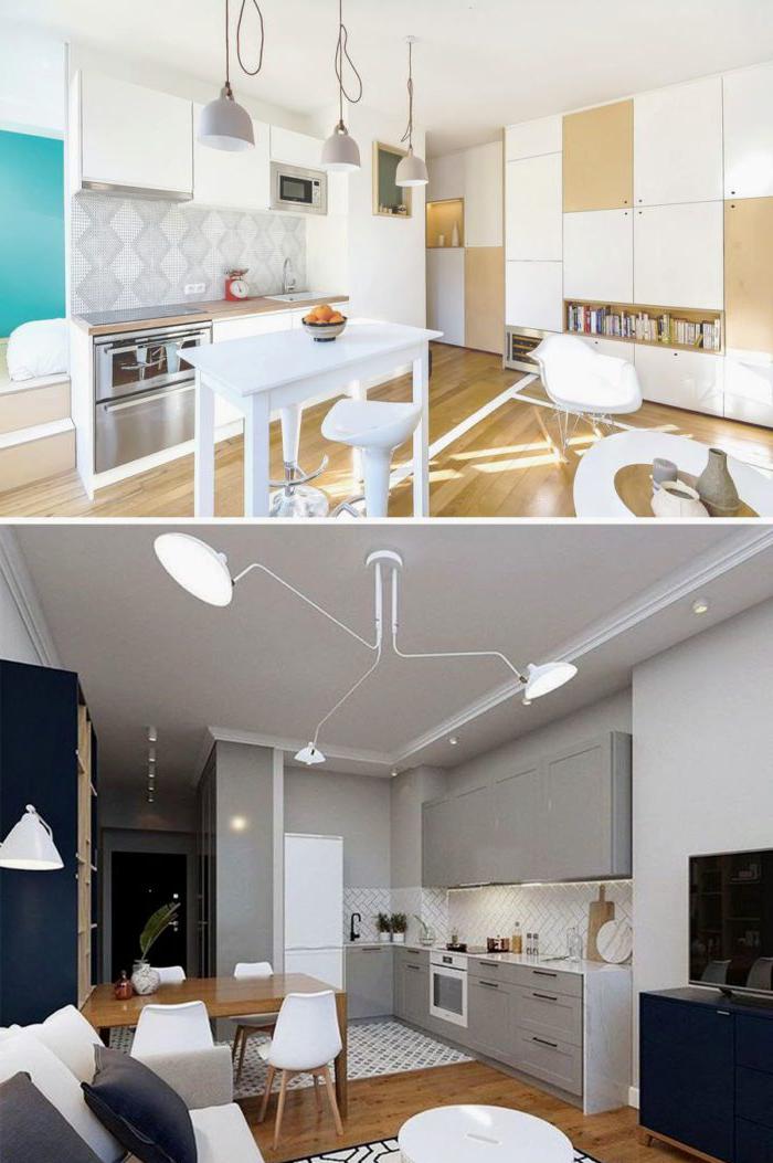 Progettazione di una piccola cucina-soggiorno nello stile del minimalismo