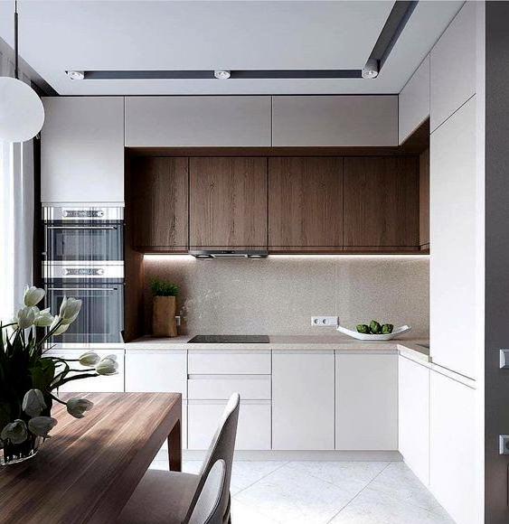 Cucina dal design semplice e moderno nell'appartamento